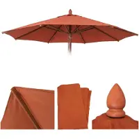 Mendler Toile De Rechange Pour Parasol De Restaurant En Bois Hwc-C57b, Housse De Parasol, Ronde Ø4m Polyester 4kg Terre Cuite