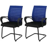 Mendler Lot de 2 chaises de salle à manger HWC-K51, chaise avec accoudoirs, tissu/textile (250 g/m²) MVG bleu, structure noire