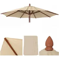 Mendler Housse de remplacement pour parasol en bois pour l'industrie de la restauration, modèle HWC-C57b, housse de parasol, forme ronde, diamètre 4 mètres, polyester, couleur crème