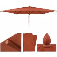 Mendler Housse de remplacement pour parasol en bois pour l'industrie de la restauration, modèle HWC-C57b, housse de parasol, forme carrée, 4x4 mètres, polyester, couleur terre cuite