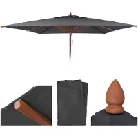 Mendler Housse de remplacement pour parasol en bois pour l'industrie de la restauration, modèle HWC-C57b, housse de parasol, forme carrée, 4x4 mètres, polyester, couleur anthracite