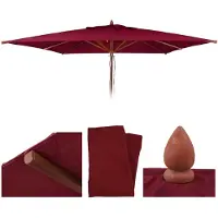 Mendler Housse de remplacement pour parasol en bois pour l'industrie de la restauration, modèle HWC-C57b, housse de parasol, forme carrée, 4x4 mètres, polyester, couleur bordeaux