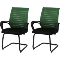 Mendler Lot de 2 chaises de salle à manger HWC-K51, chaise avec accoudoirs, tissu/textile (250 g/m²) MVG vert, structure noire