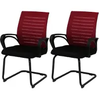 Mendler Lot de 2 chaises de salle à manger HWC-K51, chaise avec accoudoirs, tissu/textile (250 g/m²) MVG rouge, piètement noir