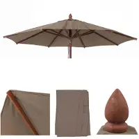 Mendler Housse de remplacement pour parasol en bois pour l'industrie de la restauration, modèle HWC-C57b, housse de parasol, forme ronde, diamètre 3 mètres, polyester, couleur beige