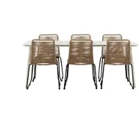 Ebuy24 Lina set de jardin table 90x200cm 6 chaises Lindos brun.