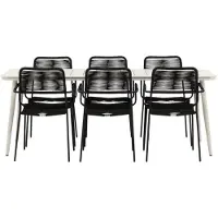 Ebuy24 Lina set de jardin table 90x200cm 6 chaises Lindos noir.