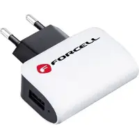Forcell Chargeur de RÉSEAU universel 1A avec USB Chargeur mural Surchauffe et chocs Blanc-Noir