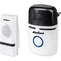 Rebel URZ3263 Sonnette sans fil 230 V, 1 récepteur, 1 télécommande, portée de 100 m, blanc
