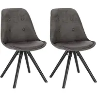 Happyment Chaise de visiteur Cozi - Eetkamerstuhl Set de 2 - Tissu anthracite - Pieds en bois - Hauteur de citron 46 cm - Deluxe