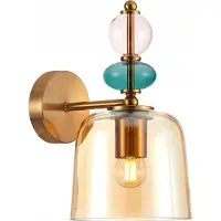 ITALUX Applique NAMOS laiton-ambre-vert-rose 1xE27x40W verre, dimensions : 28,5x16x21,5 cm, IP20,