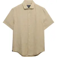 Superdry Riviera Linen Short Sleeve Shirt Beige 3XL Homme