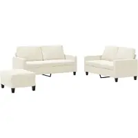 vidaXL Ensemble de canapés 3 pièces avec coussins Crème Velours