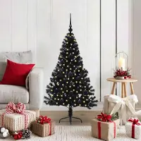 vidaXL BEI CLORIS Sapin de Noël artificiel pré-éclairé Noir 120 cm PVC - Sapins de Noël artificiels Nouveau8117954 2parcel