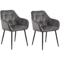 Freiraum Armlehnstuhl >Brooke< (2er-Set) in Dunkelgrau aus Metall,Stoff - 58x83x55cm (BxHxT)