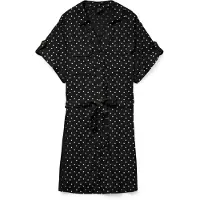 Vero Moda Robe-chemise 'VMBUMPY' noir / blanc