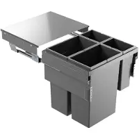 Hailo Poubelle encastrable Euro-Cargo NT480, 90 L, 60 cm, gris foncé, tri sélectif