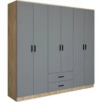Skye Decor , Yaman Luna - Fel 1600-65, gris, armoire, 180 x 190 x 45 cm, 100 % PANNEAUX DE PARTICULES MÉLAMINÉS
