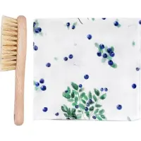 Lullalove Brosse naturelle pour bébé contre les croûtes de lait + gant de toilette Baies,
