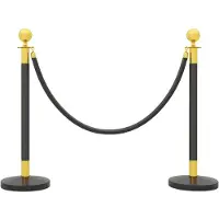 OEM Poteau de séparation, acier inoxydable, cordes en velours noir, noir