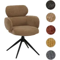 Mendler Chaise de salle à manger HWC-O77, chaise de cuisine rembourrée, pivotante avec retour automatique, tissu (310 g/m²) chenille Öko-Tex marron clair