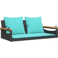 vidaXL Banc suspendu avec coussin noir 109x62x40 cm Poly rotin