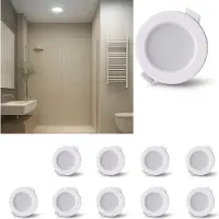 Alpinaluz lot de 10 downlights à LED, spots encastrés ronds, 5 W, IP44 - CCT sélectionnable 3000 K/4000 K/6000 K - découpe Ø 75-80 mm - blanc