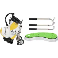 Gistuch Mini porte-crayons de golf de bureau en alliage de zinc avec socle en gazon, horloge, stylos, souvenir, cadeau