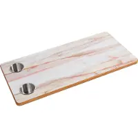 Gistuch plateau de table de 31,1 x 15,75 pouces en bois avec veines de marbre massif et porte-gobelets en acier inoxydable pour camping-cars, bateaux, yachts