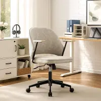 CLIPOP Chaise pivotante , chaise de bureau réglable en hauteur,chaise de bureau avec structure métallique,similicuir,beige