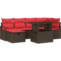 Syfax Ensemble de canapé de jardin 7 pc polyrotin