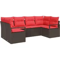 Syfax Ensemble de Canapés avec coussin 6 pcs Marron Poly Rattan