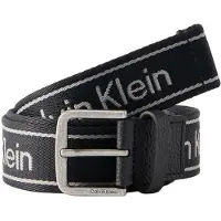 Calvin Klein Ceinture 'Rounded Buckle Logo Webbing' gris clair / noir