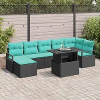 Prolenta Maison Exclusive - Ensemble de canapés de jardin, 8 pièces, en résine tressée noire et bleue