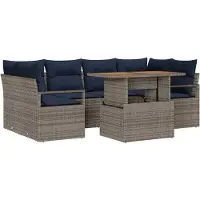 vidaXL Ensemble de salon de jardin , 7 pièces, 6 places, gris