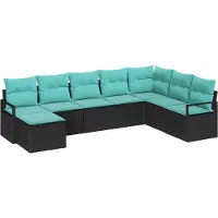 Syfax Ensemble de Canapés avec coussin 8 pcs Noir polyrotin