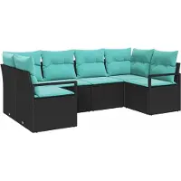 Syfax Ensemble de Canapés avec coussin 6 pcs Noir Poly Rattan