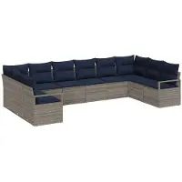 Syfax Ensemble de Canapés avec coussin 10 pcs Gris polyrotin
