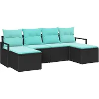 Syfax Ensemble de Canapés 6 pc Noir polyrotin