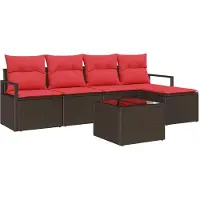 Syfax Ensemble de Canapés avec coussin 6 pcs Marron polyrotin