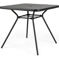 StarTech.com Table à manger d'extérieur - Table de jardin - Pour 4 personnes - Trou pour parasol - Plateau aspect marbre - Plastique - Résistante aux intempéries - Noire
