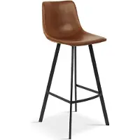 Meublorama Chaise de comptoir OZON –Polyuréthanecognac – Design contemporain H98 cm