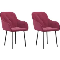 Syfax Chaises à manger lot de 2 Rouge bordeaux Velours