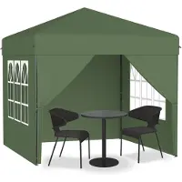 UISEBRT Tente pliante 2,5 x 2,5 m, montage rapide à un bouton, imperméable et protection UV, avec 4 panneaux latéraux, sac de transport inclus – Vert