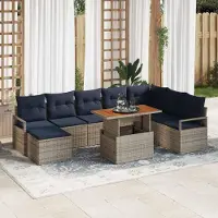 Prolenta Maison Exclusive - Ensemble de canapés de jardin, 9 pièces, gris et bleu marine