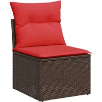 vidaXL Ensemble de canapés avec coussins, 6 pièces, en polyrotin marron et rouge