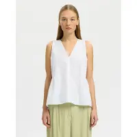Selected Blair Peplum Sleeveless V Neck T-shirt Blanc 34 Femme