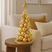 Mendler Arbre décoratif HWC-O91, sapin de Noël, arbre décoratif, décoration de Noël, sapin de Noël à décorer, métal 60 cm couleur or