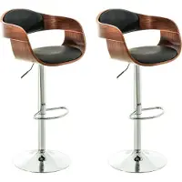 BellaFurn lot de 2 chaises en similicuir - Tabouret design - Réglable en continu pour un confort optimal | Couleur : Noyer/Noir