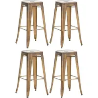 BellaFurn set de 4 tabourets de bar - Tabouret haut - Design empilable, peu encombrant et durable | Couleur : or